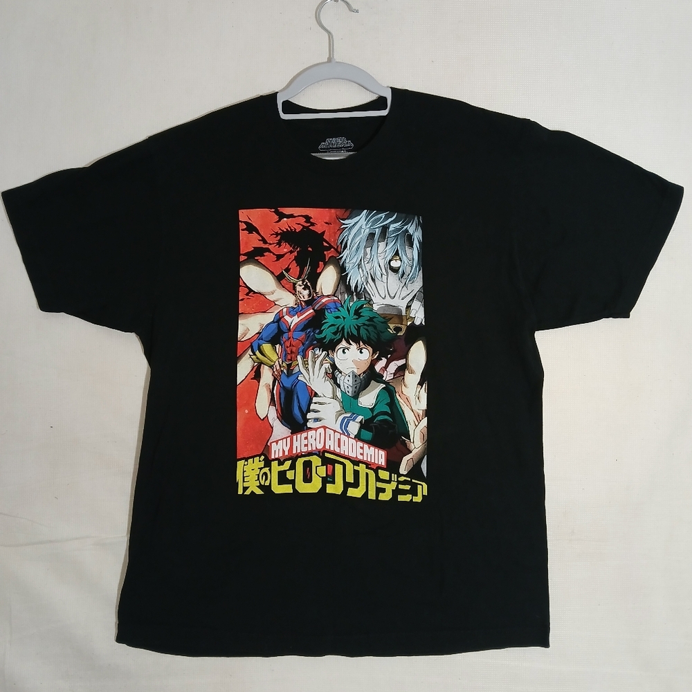Funination My Hero Academia Men's XL Character‎ Montage Graphic Black Tee